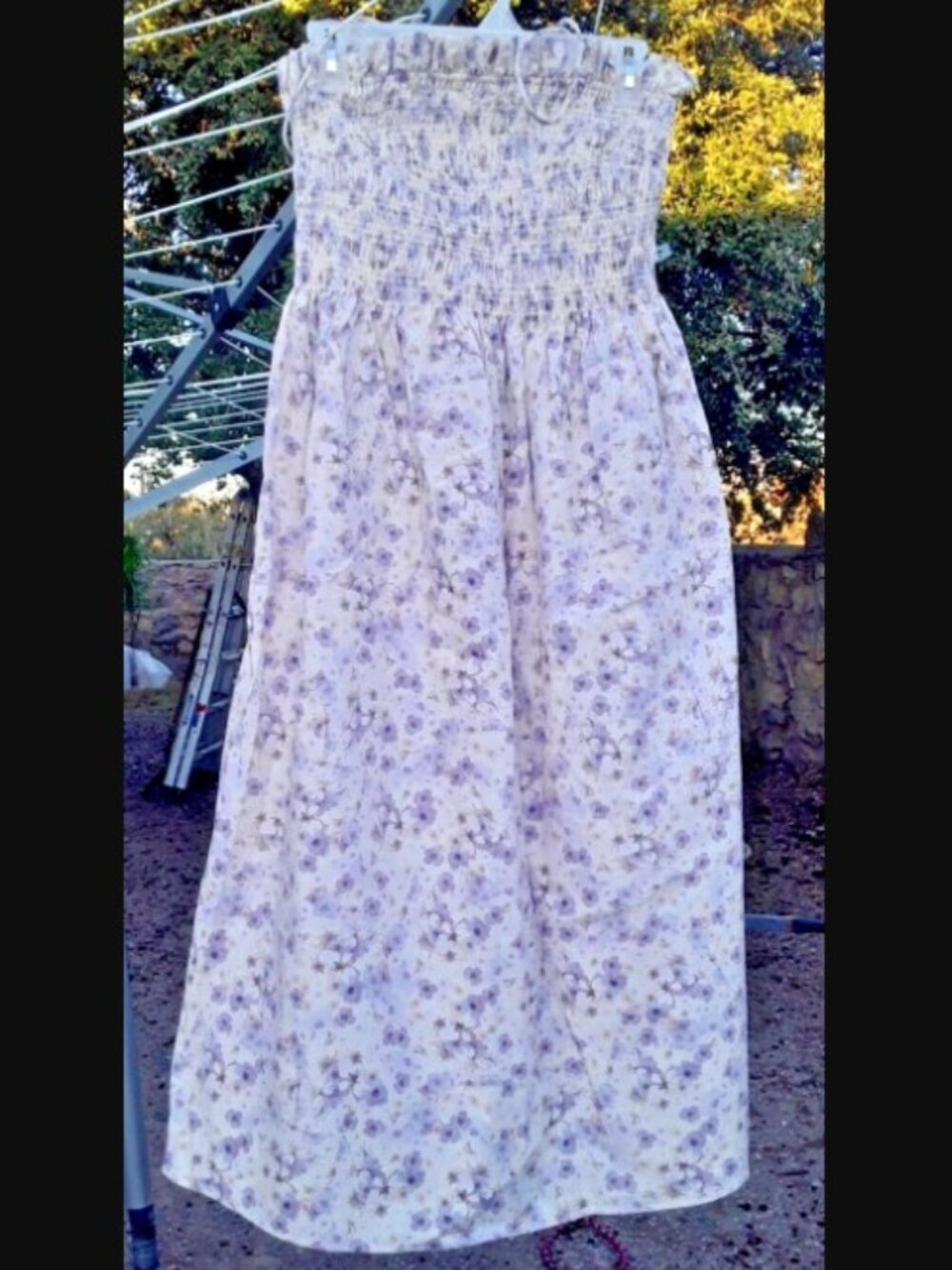 H&M STRAPPY COTTON purple FLORAL Dress PASTEL Smocked L